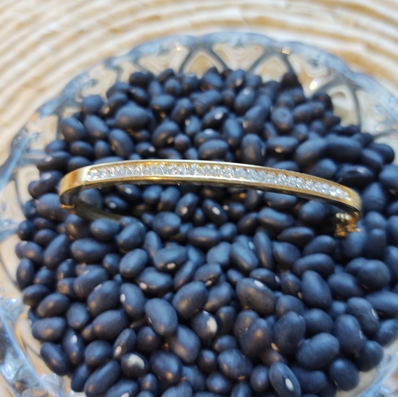 Vintage Goldtone Rhinestone Bangle - Picture 2 of 14